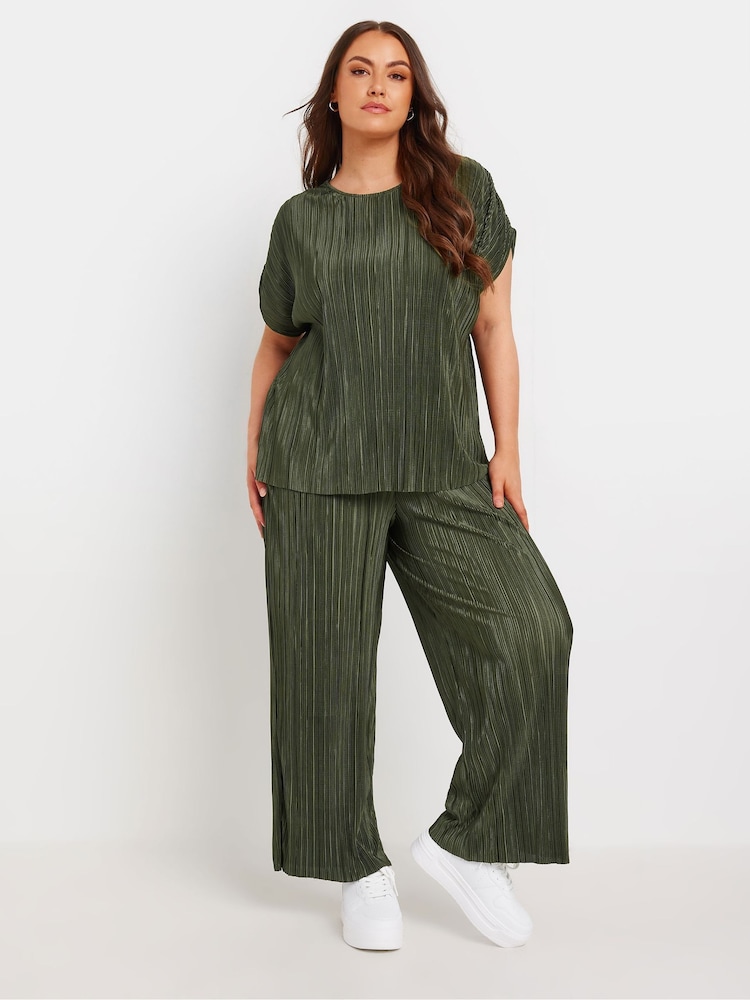 Yours Curve Green Limited Plisse Trousers - Image 2 of 5