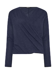 Long Tall Sally Blue Wrap Print Soft Touch Top - Image 5 of 5