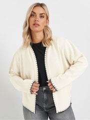 Yours Curve Natural Scalloped Edge Short Cardigan - Image 1 of 5