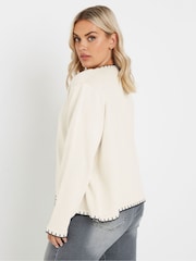 Yours Curve Natural Scalloped Edge Short Cardigan - Image 3 of 5