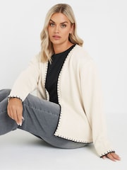 Yours Curve Natural Scalloped Edge Short Cardigan - Image 4 of 5