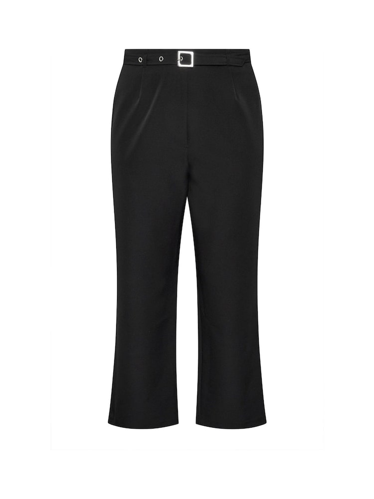 Yours Curve Black London Premium High Waist Straight Trousers With Belt - Image 5 of 5 Yours Curve Black London Premium High Waist Straight Trousers With Belt - Image 5 of 5