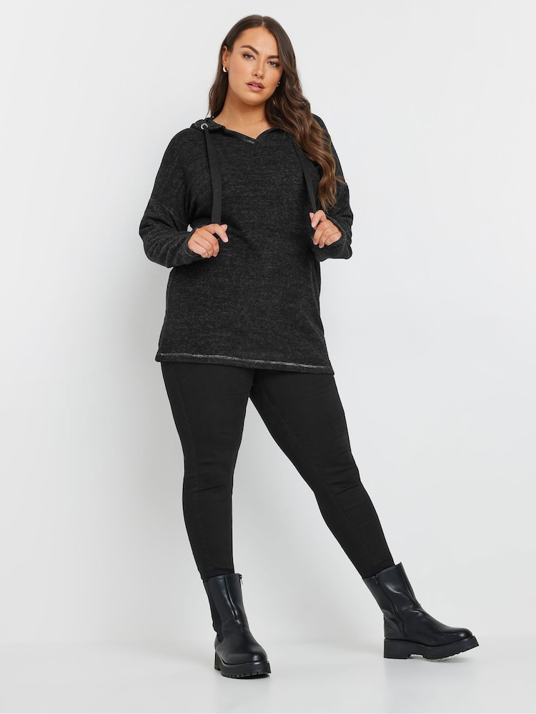 Yours Curve Grey Soft Touch Hoodie - Image 2 of 5