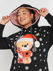 Yours Curve Black Teddy Santa Sweatshirt - Image 4 of 5