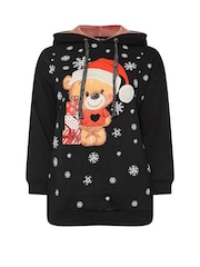 Yours Curve Black Teddy Santa Sweatshirt - Image 5 of 5