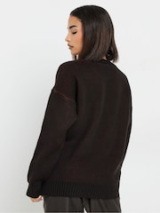 PixieGirl Petite Black Knitted P Heart Jumper - Image 3 of 5