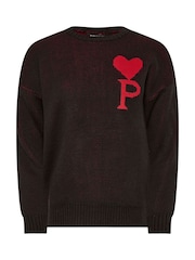 PixieGirl Petite Black Knitted P Heart Jumper - Image 5 of 5