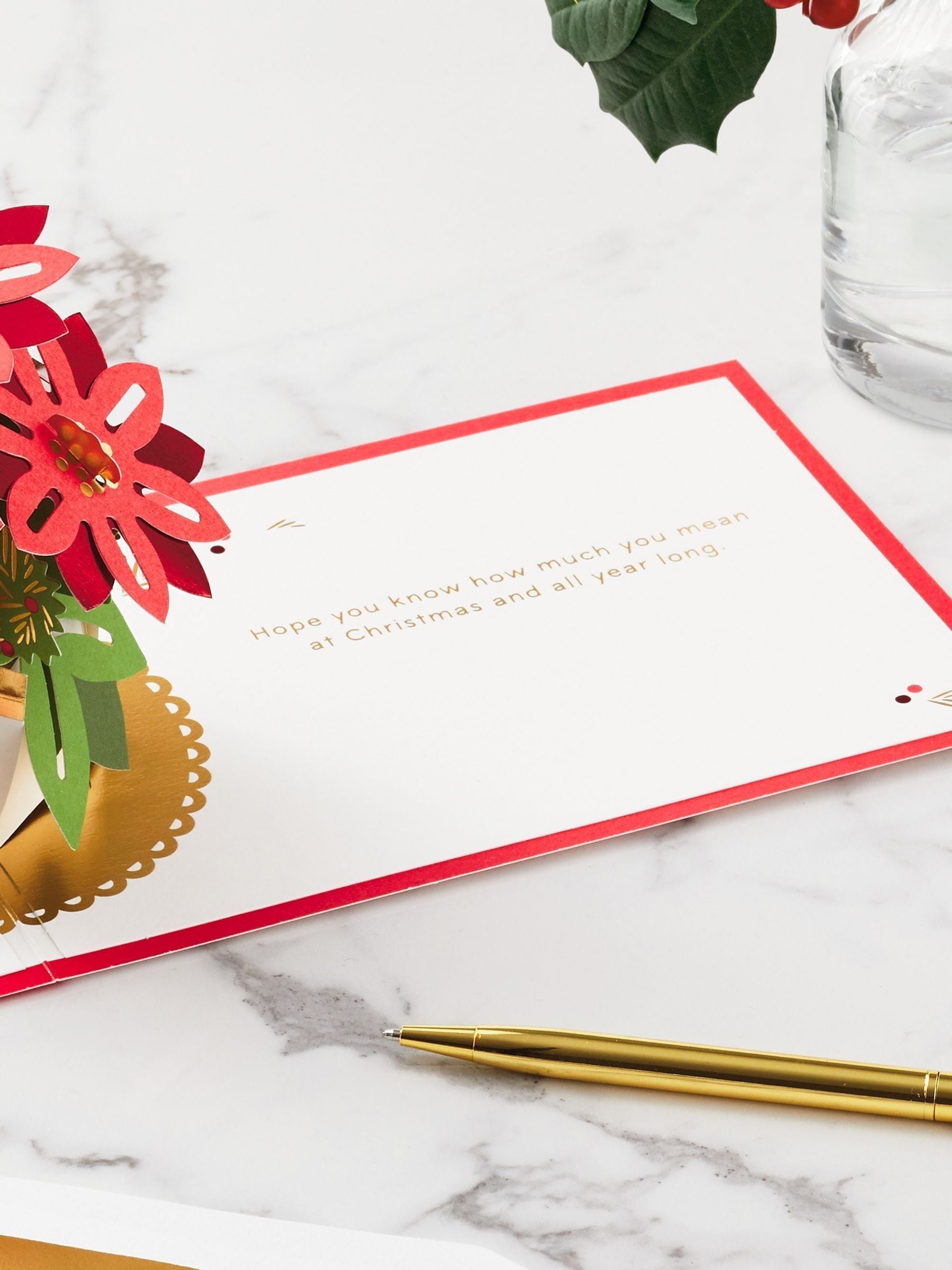 Hallmark 3D Pop-Up Weihnachtskarte – Mit Poinsettia-Blumen In Rot & Gold – Inkl. Umschlag, Ca. 12 X 17 Cm – Recyclbar