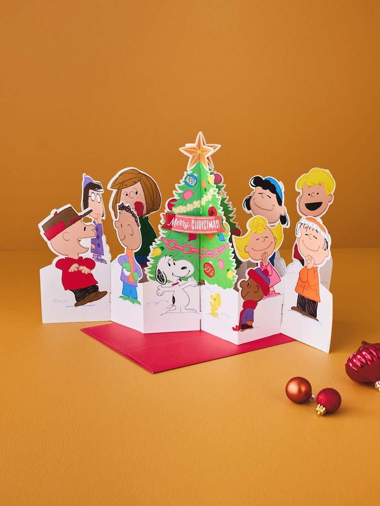 Hallmark White 3D Pop Up Peanuts Gang & Snoopy Christmas Card - Image 1 of 4