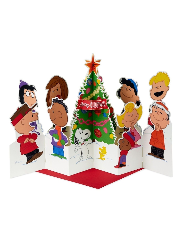 Hallmark White 3D Pop Up Peanuts Gang & Snoopy Christmas Card - Image 2 of 4