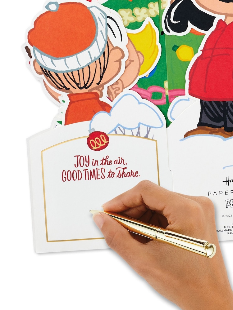 Hallmark White 3D Pop Up Peanuts Gang & Snoopy Christmas Card - Image 4 of 4