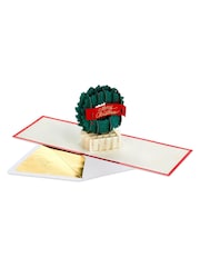 Hallmark Green 3D Pop Up Wreath Design Christmas Card - Image 2 of 4