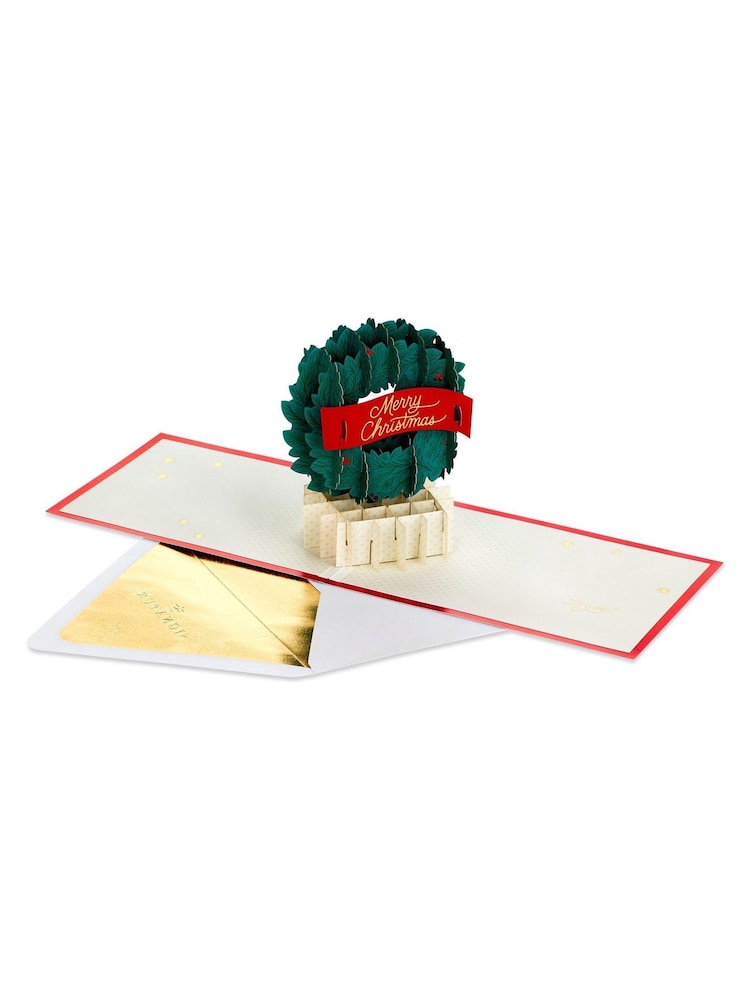Hallmark Green 3D Pop Up Wreath Design Christmas Card - Image 2 of 4