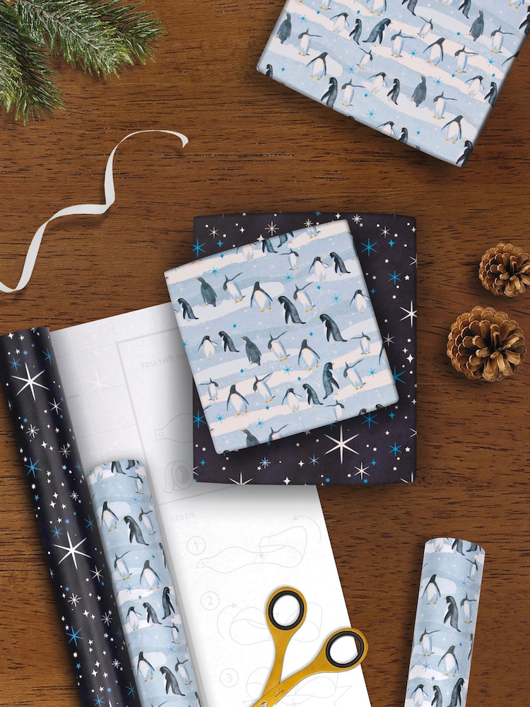 Hallmark Blue Christmas Wrapping Paper 3 Rolls x 3M in 2 Designs - Image 1 of 4 Hallmark Blue Christmas Wrapping Paper 3 Rolls x 3M in 2 Designs - Image 1 of 4