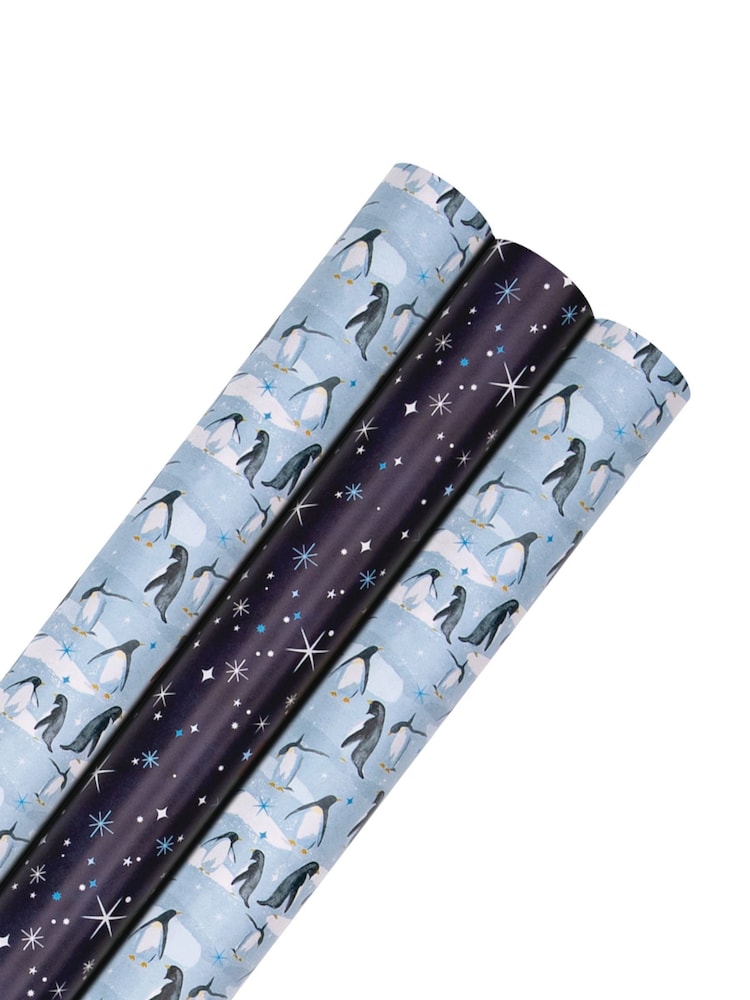Hallmark Blue Christmas Wrapping Paper 3 Rolls x 3M in 2 Designs - Image 2 of 4 Hallmark Blue Christmas Wrapping Paper 3 Rolls x 3M in 2 Designs - Image 2 of 4