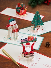 Hallmark White Pack of 4 3D Pop Up Festive Christmas Cards - Image 1 of 4
