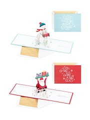 Hallmark White Pack of 4 3D Pop Up Festive Christmas Cards - Image 3 of 4
