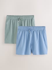 Light Blue/Sage Green Seersucker Swim Shorts - Image 1 of 12