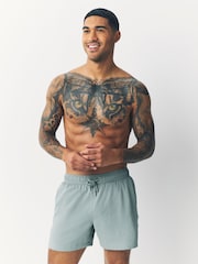 Light Blue/Sage Green Seersucker Swim Shorts - Image 2 of 12