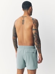 Light Blue/Sage Green Seersucker Swim Shorts - Image 3 of 12