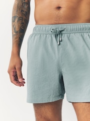 Light Blue/Sage Green Seersucker Swim Shorts - Image 5 of 12