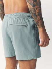 Light Blue/Sage Green Seersucker Swim Shorts - Image 6 of 12