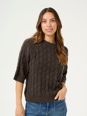 Kaffe KAmalene Half Sleeve Round Neck Pullover Jumper - Image 1 of 5