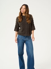 Kaffe KAmalene Half Sleeve Round Neck Pullover Jumper - Image 2 of 5