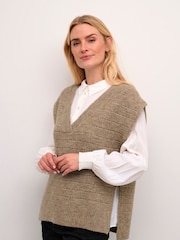 Cream Natural Boxy Fit Crkiko V-Neck Slipover Jumper - Image 1 of 6