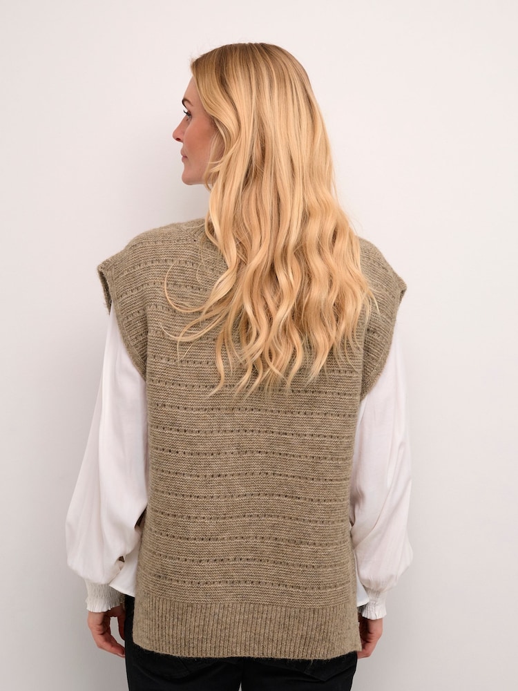 Cream Natural Boxy Fit Crkiko V-Neck Slipover Jumper - Image 2 of 6