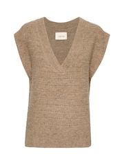 Cream Natural Boxy Fit Crkiko V-Neck Slipover Jumper - Image 5 of 6