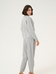Kaffe Grey Kasylvie V-Neck Buttons Cropped Cardigan - Image 3 of 5