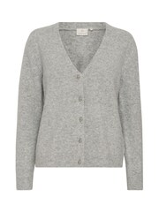 Kaffe Grey Kasylvie V-Neck Buttons Cropped Cardigan - Image 4 of 5