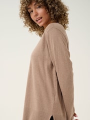 Cream Loose Fit Natural Cranva Round Neck Pullover Jumper - Image 4 of 6