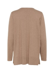 Cream Loose Fit Natural Cranva Round Neck Pullover Jumper - Image 6 of 6