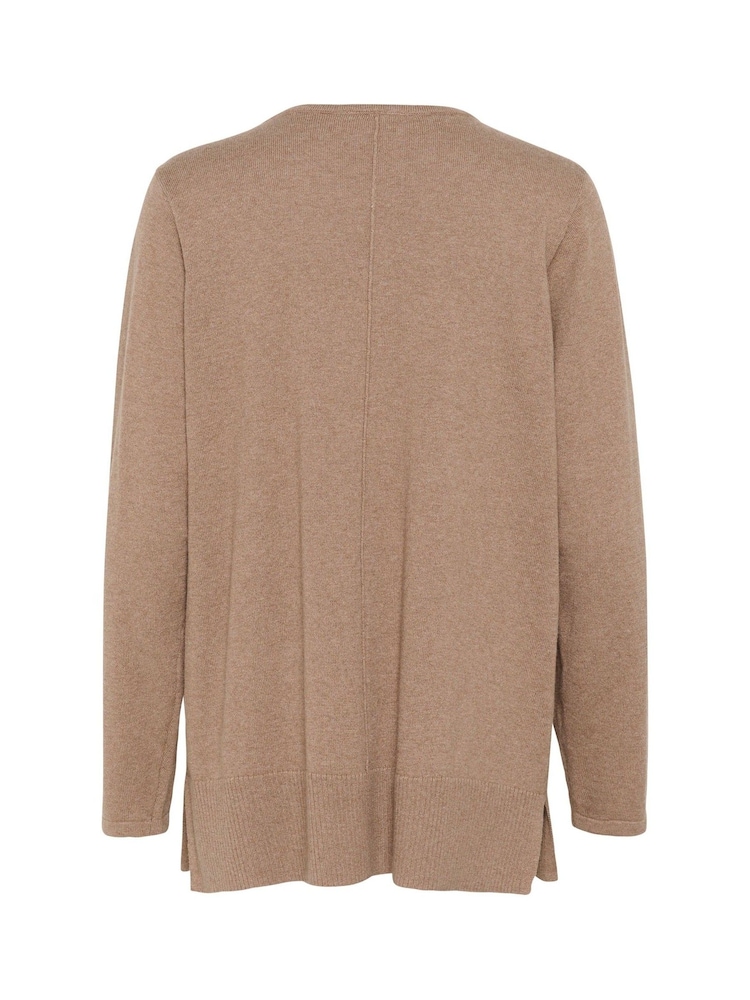 Cream Loose Fit Natural Cranva Round Neck Pullover Jumper - Image 6 of 6
