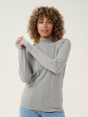 Cream Grey Crdela High Neck Zipper Pullover Jumper - Image 1 of 5