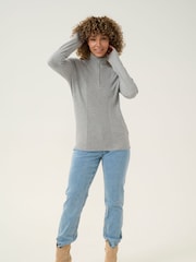 Cream Grey Crdela High Neck Zipper Pullover Jumper - Image 3 of 5