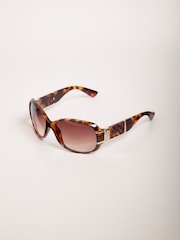 Lipsy Brown Tort Wrap Around Sunglasses - Image 5 of 5