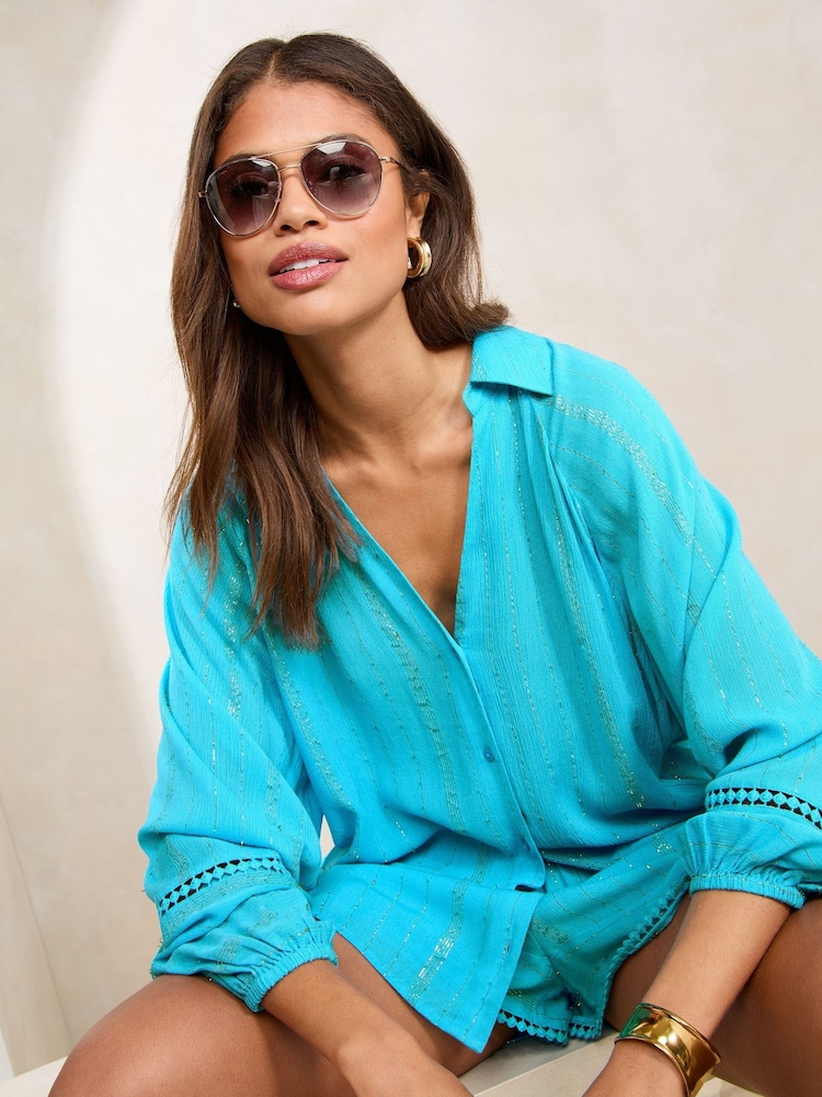 Lipsy Brown Aviator Sunglasses - Image 4 of 5