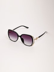 Lipsy Black Oversize Glam Square Sunglasses - Image 4 of 4