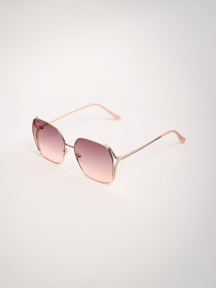 Lipsy Gold Oversize Glam Square Sunglasses - Image 5 of 5