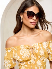 Lipsy Brown Oversize Cat Eye Sunglasses - Image 4 of 5
