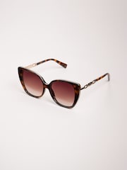Lipsy Brown Oversize Cat Eye Sunglasses - Image 5 of 5
