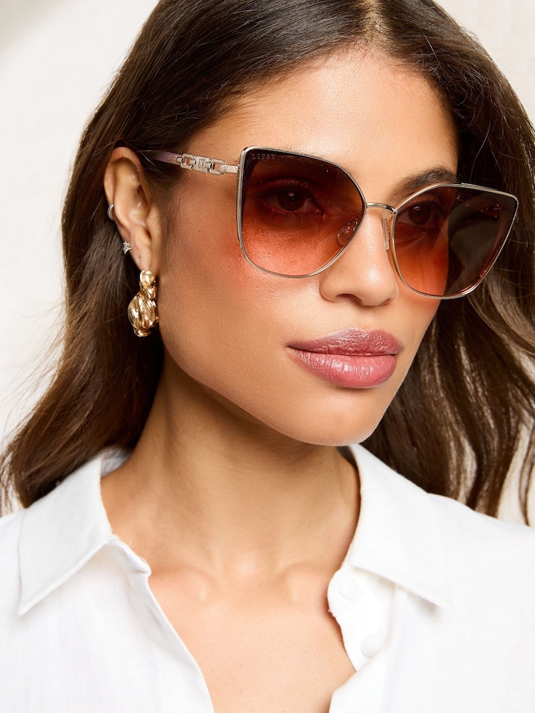 Lipsy Pink Oversize Cat Eye Sunglasses - Image 1 of 5