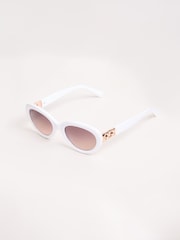 Белый - Lipsy Oval Chain Trim Sunglasses - Image 5 of 5