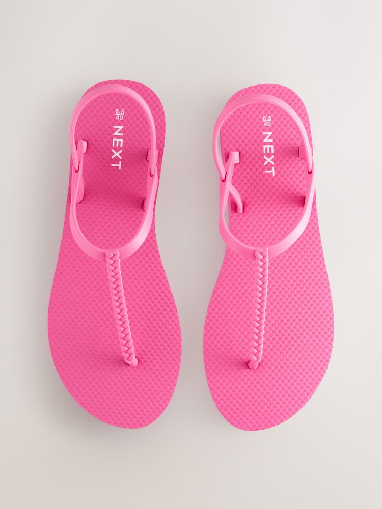 Pink Beach Plaited Toe Thong Sandals - Image 1 of 7