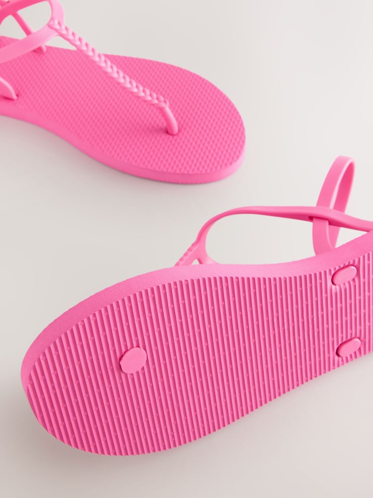 Pink Beach Plaited Toe Thong Sandals - Image 7 of 7