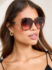Lipsy Black Pearl Oversize Glam Square Sunglasses - Image 4 of 5