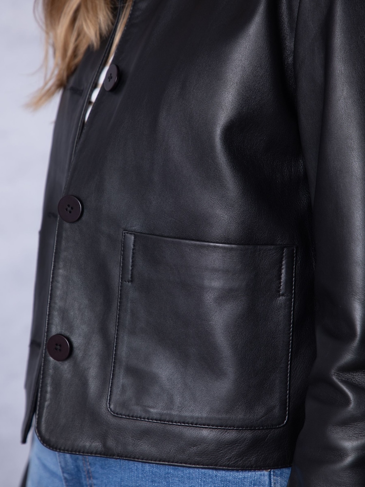 Lakeland Leather Black Kendal Collared Jacket - Image 5 of 5 Lakeland Leather Black Kendal Collared Jacket - Image 5 of 5